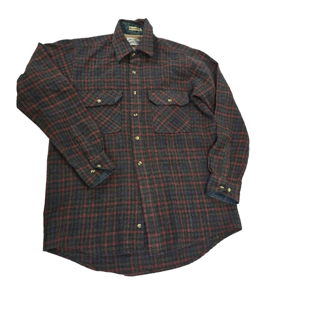 Mens Sears Roebuck Plaid Flannel Shirt Long Sleeve Button Down Pockets Size‎ M